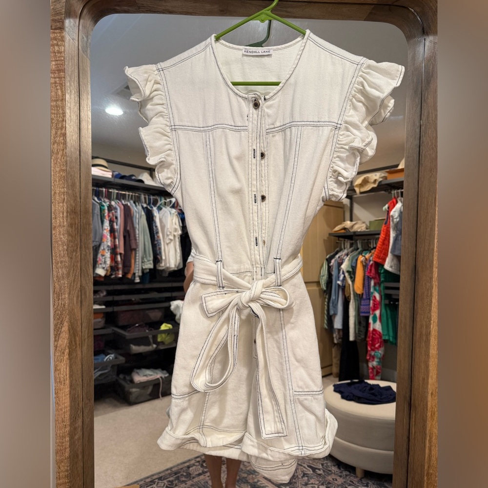 Kendall Lane White Ruffled Jumpsuit